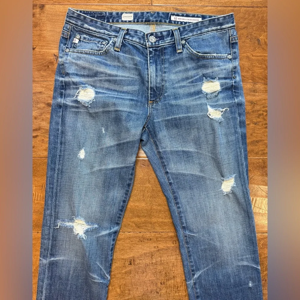 AG Premiere Skinny Straight Jeans Distressed Medium Wash 28